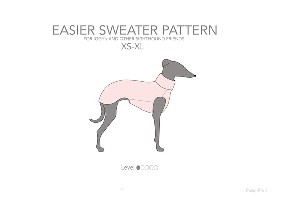 Italian Greyhound Sweater Sewing Pattern PDF, Easy Dog Clothes Pattern, Iggy & small Sighthound Sweater DIY xs-xl