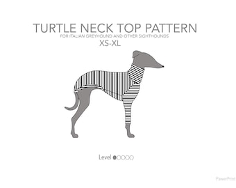 Turtle neck / top with collar. Pattern pdf for Italian greyhound / IGGY