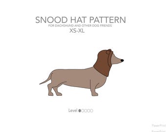 Snood met oren / beanie / muts /. PDF-naaipatroon voor teckels en soortgelijke rassen.