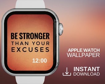 Sei stärker als deine Ausreden Motivierende Apple Watch Wallpaper, Inspirierende SmartWatch Wallpaper Orange, Motivation für Läufer