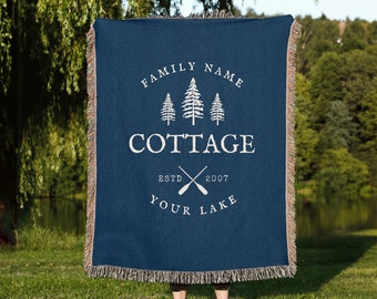 Custom Lake House Blanket Throw, Lake House Gift, Personalized Blanket, Customized Woven Blanket, Lake House Decor, Decor for Living Room