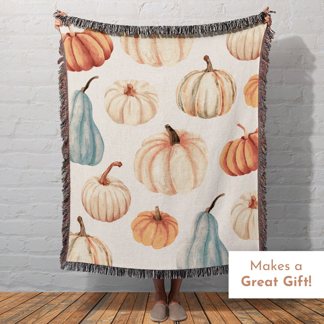 Cottagecore Fall Pumpkins Throw Blanket Fall Pumpkins Autumn Etsy