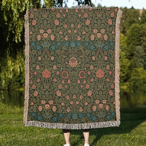 William Morris Violet And Columbine Summer Woven Boho Picnic Throw Blanket Cotton Vintage Aesthetic Gift