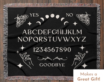 Ouija Board Woven Throw Blanket, Halloween Goth Occult Creepy Decor, Spirit Board, Witch Decor, Creepy Gift, Christmas Gift Goth