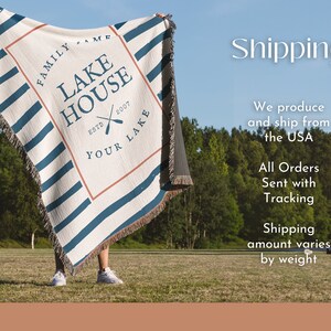 Custom Lake House Blanket Throw, Lake House Gift, Personalized Blanket, Customized Woven Blanket, Lake House Decor, Decor for Living Room 画像 8
