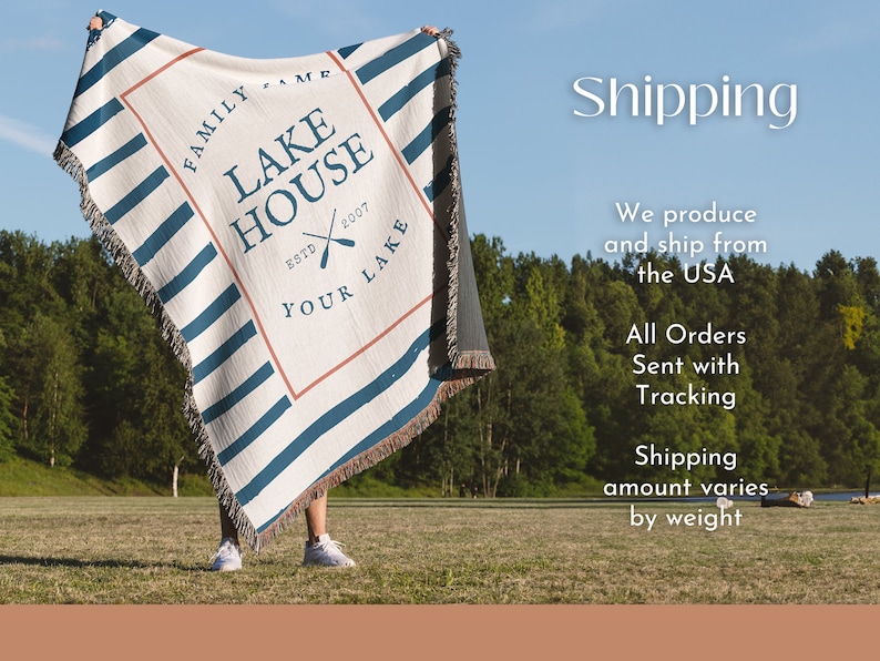 Custom Lake House Blanket Throw, Lake House Gift, Personalized Blanket, Customized Woven Blanket, Lake House Decor, Decor for Living Room 画像 8