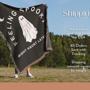 Halloween Blanket, Witchy Decor, Witch Blanket, Goth Decor, Creepy Decor, Witch Decor, Black and White Woven Throw, Spooky Halloween Decor image 6