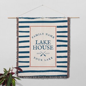 Custom Lake House Blanket Throw, Lake House Gift, Personalized Blanket, Customized Woven Blanket, Lake House Decor, Decor for Living Room 画像 3