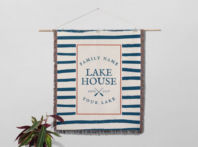 Custom Lake House Blanket Throw, Lake House Gift, Personalized Blanket, Customized Woven Blanket, Lake House Decor, Decor for Living Room 画像 3