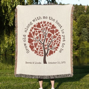50th anniversary gifts for parents, Personalized 50th Wedding Anniversary Blanket, Golden Wedding Gift For Couple, Woven Anniversary Blanket
