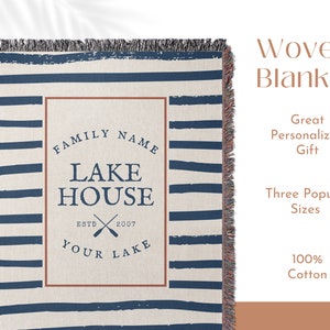 Custom Lake House Blanket Throw, Lake House Gift, Personalized Blanket, Customized Woven Blanket, Lake House Decor, Decor for Living Room 画像 4