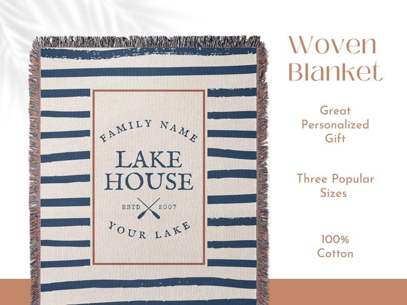 Custom Lake House Blanket Throw, Lake House Gift, Personalized Blanket, Customized Woven Blanket, Lake House Decor, Decor for Living Room 画像 4