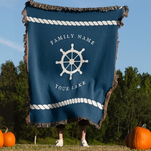 Custom Nautical decor, Boat Blanket, Lake House Throw, Lake House Gift, Personalized Blanket, Customized Woven Blanket, Lake House Decor