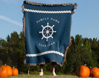 Custom Nautical decor, Boat Blanket, Lake House Throw, Lake House Gift, Personalized Blanket, Customized Woven Blanket, Lake House Decor