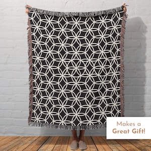 Flower Of Life Blanket, Sacred Geometry Throw Blanket, Picnic Blanket, Psychedelic Woven Tapestry, Black and White Blanket Sofa Throw