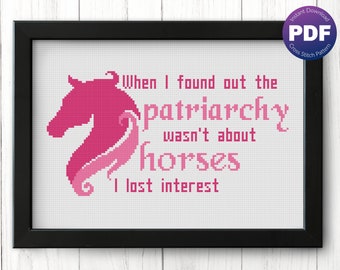 Horse Cross Stitch Pattern - Funny Quote, Horses - PDF Instant Download