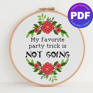 Witziges, sarkastisches, Snarky Kreuzstichmuster - Party Trick - PDF Sofort Download