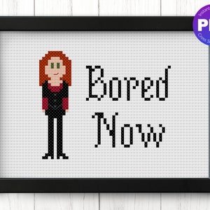 Buffy the Vampire Slayer Inspired Cross Stitch Pattern - Vamp Willow Bored Now Quote - PDF Instant Download