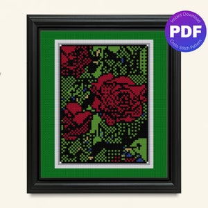 Padrão de ponto cruz de deck de rosas - Paciência dos anos 90 - Download instantâneo de PDF