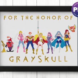 Hero Cross Stitch Pattern - Ensemble Cast, Honor, Rebellion, 1980s - PDF Instant Download