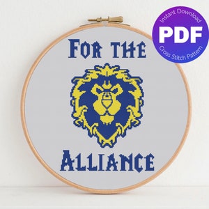 Gaming Cross Stitch Pattern - For the Alliance - PDF Instant Download