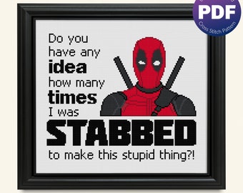 Superhero Cross Stitch Pattern - Breaking the Fourth Wall, Superhero, Funny - PDF Instant Download