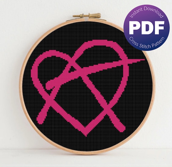 D&G★安全ピン付デザイン♡ Love is Anarchy ♡ロゴ ★希少レア Anarchy Cross Stitch Pattern - Anarchy Heart Symbol - PDF Instant