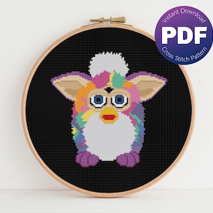 90s Cross Stitch Pattern - Tie Dye, Rainbow, 1990s Toys, Nostalgia - PDF Instant Download