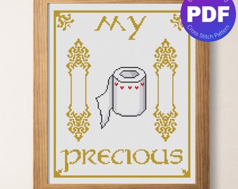 Funny Bathroom Cross Stitch Pattern - My Precious TP - PDF instant download