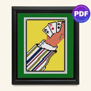 Patrón de punto de cruz Hand Deck - Solitario de la década de 1990 - Descarga instantánea en PDF