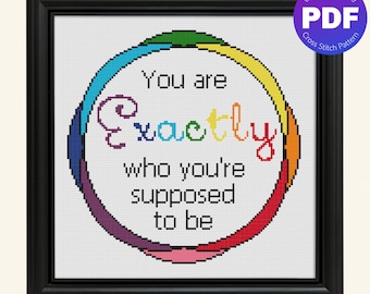 Citation inspirante de motif de point de croix - fierté arc-en-ciel LGBTQIA+ - téléchargement instantané PDF