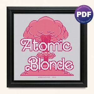 Padrão de ponto cruz inspirado em Barbenheimer - Loiro Atômico - Download instantâneo de PDF