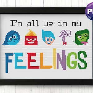 Wzór haftu krzyżykowego „Features Inspired” – Jestem w pełni w moich uczuciach, emocjach, cytatach, duszkach emocji – PDF do natychmiastowego pobrania