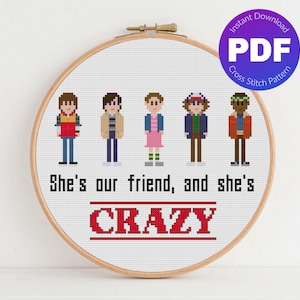 Wzór do haftu krzyżykowego Horror - Crazy Quote, The Party - PDF do natychmiastowego pobrania