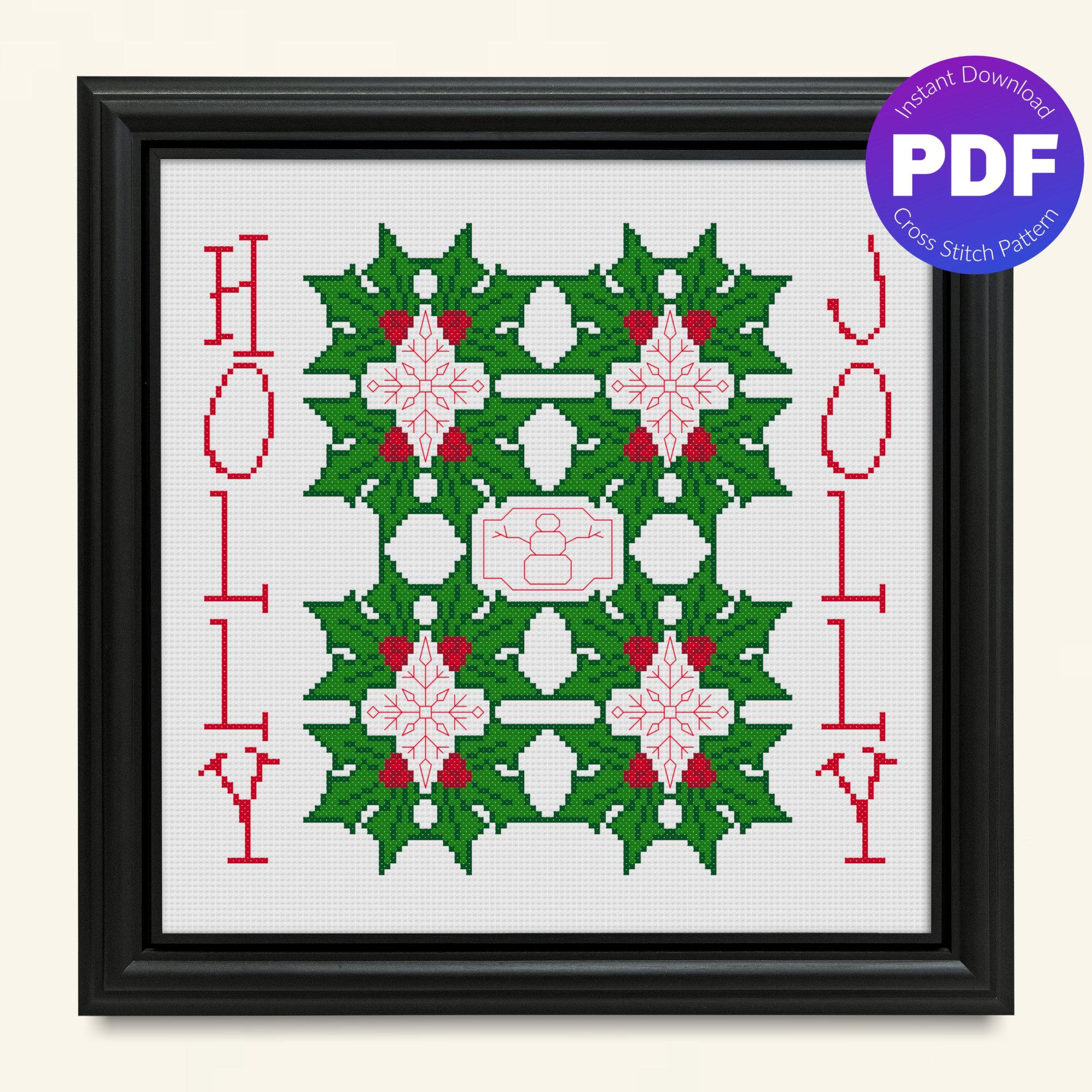 Christmas Cross Stitch Pattern Holly Leaves Design, Snowflakes, Snowmen, Holly Jolly PDF Instant Download - Etsy christmas-cross-stitch-pattern-holly-leaves-design-snowflakes-snowmen-holly-jolly-pdf-instant-download-etsy