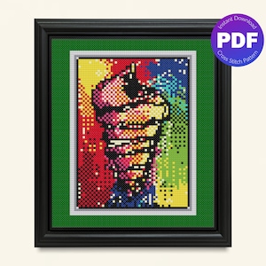 Rainbow Shell Deck Cross Stitch Pattern - Rainbow Shell Deck, 1990s Solitaire - PDF Instant Download