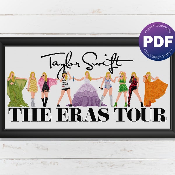 T. S. Tour Cross Stitch Pattern - The Eras, Music, Concert, Tour Outfits, Lover, Reputation, Etc - PDF Instant Download