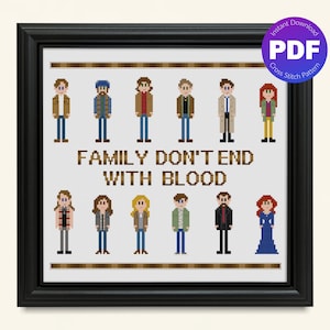 Supernatural Inspired Cross Stitch Pattern - Group as Family - PDF Instant Download