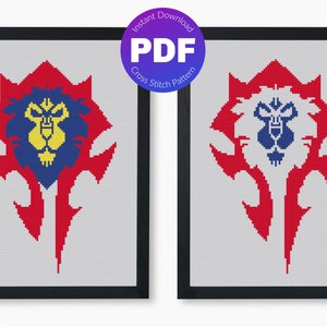Gaming Cross Stitch Pattern - pattern includes BOTH versions pictured - PDF Instant Download