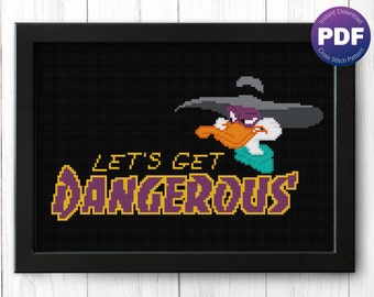 Duck Cross Stitch Pattern - Funny Quote, DuckTales, 1990s, Superhero, Ducks - PDF Instant Download