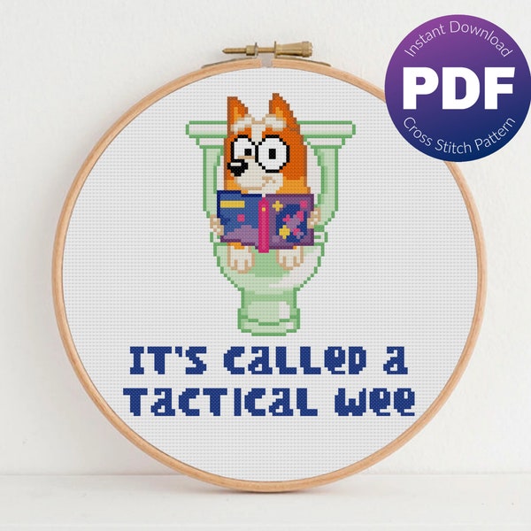 Dog Cross Stitch Pattern - Bingo Quote, Funny Bathroom Quote, Tactical Wee - PDF Instant Download