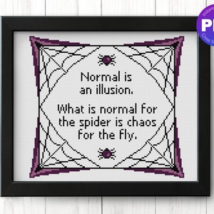 Quote Cross Stitch Pattern - Normal Is An Illusion - PDF Instant Download