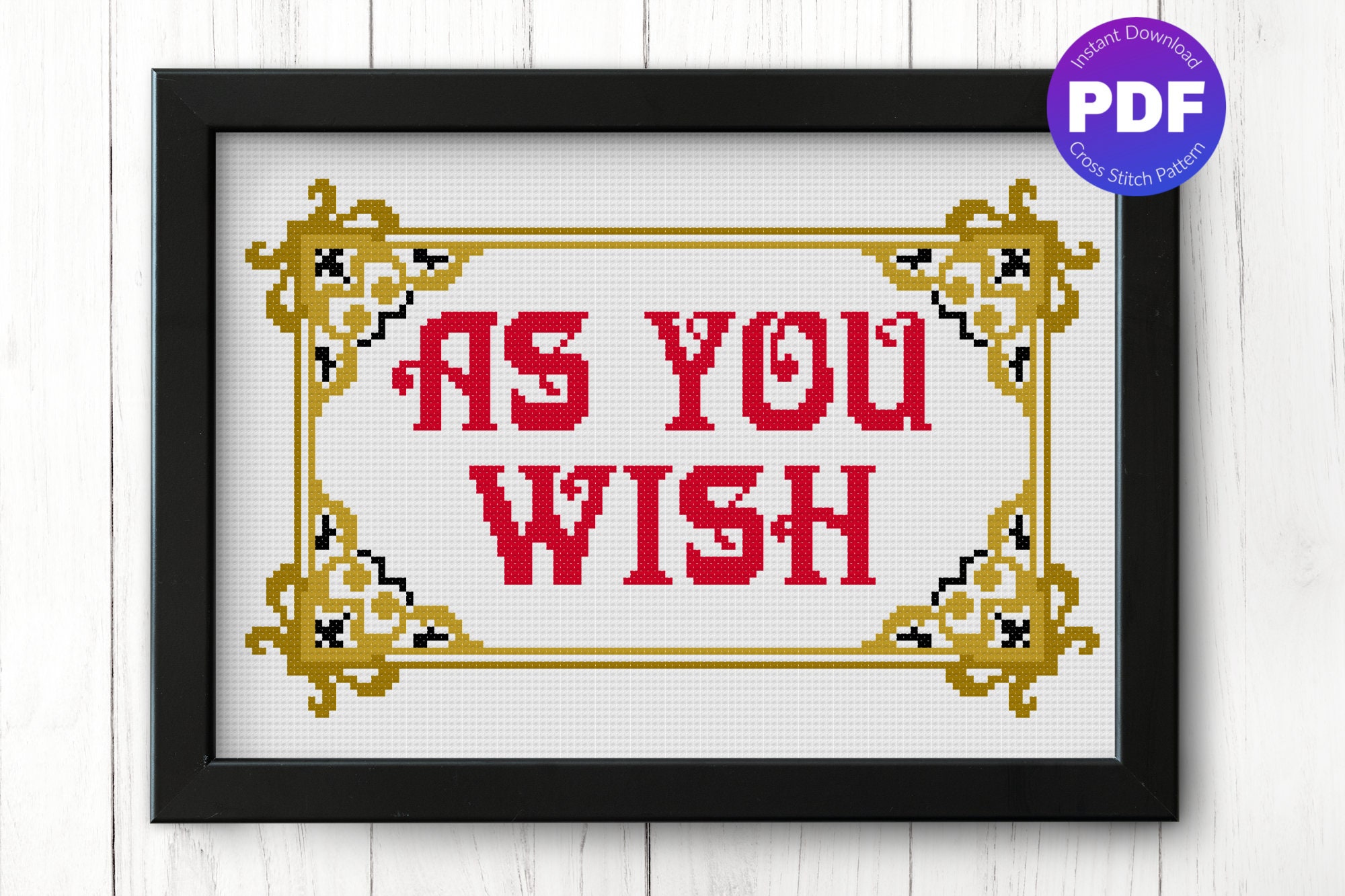 80s Cross Stitch Pattern - Love Quote, Pattern Includes TWO Color Versions of Design - PDF Instant Download