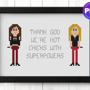 Buffy the Vampire Slayer Inspired Cross Stitch Pattern - Faith and Buffy Quote - PDF Instant Download
