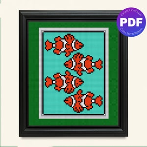 Padrão de ponto cruz com deck de quatro peixes - Paciência dos anos 90 - Download instantâneo de PDF
