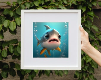 Cute Baby Shark Kids Art - Digital Download