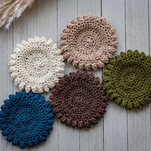 Crochet Coasters Set of Five | Gifts for Her | Coasters | Home Decor | Housewarming Gifts | Handmade