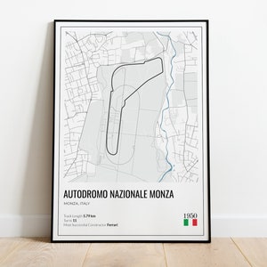 Formula 1 Monza Circuit, Formula 1 Wall Art, F1 Track Poster, Italian Grand Prix, Formula 1 Print, Gifts for Him or Her
