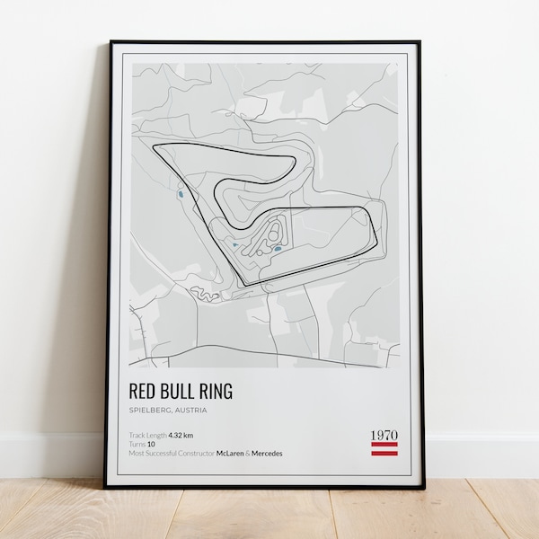 Formule 1 Red Bull Ring Circuit, Formula 1 Wall Art, F1 Track Poster, Austrian Grand Prix, Formula 1 Print, Gifts for Him or Her