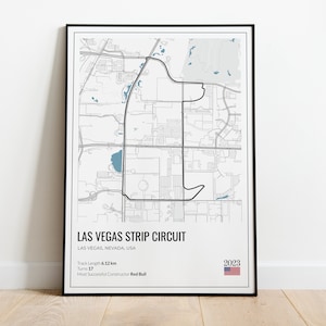 Formula 1 Las Vegas Circuit, Formula 1 Wall Art, F1 Track Print, USA Grand Prix, Formula 1 Poster, Gifts for Him or Her